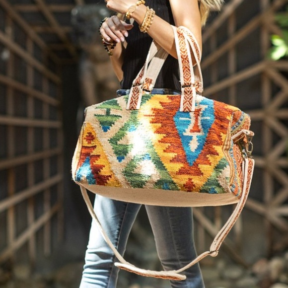 SOLD OUT Colorful Carmel Western Ethnic Handmade Navajo Pattern Large Travel - Picture 4 of 8